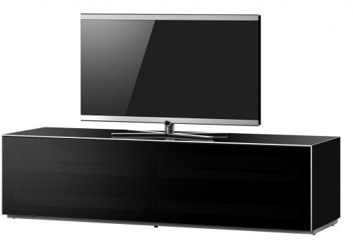 TV Möbel Sonorous EX30-TC-BLK-BLK-2-A Schwarzglas/ Stofffront