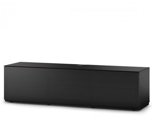 Meuble TV Sonorous Lowboard Studio sta160t-blk-blk-bs Noir / façade en tissu / Idéal pour haut-parleur central