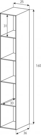 OP95, Offen regale mit rückwand, HxBxT=160x25x36 cm