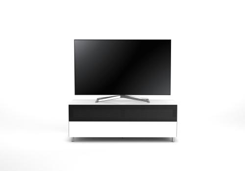 Meuble TV Design 130 cm Epure SINGLE SOUND L Verre Blanc