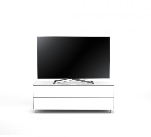 Meuble TV Design 130 cm Epure SINGLE TIDY L Verre Blanc