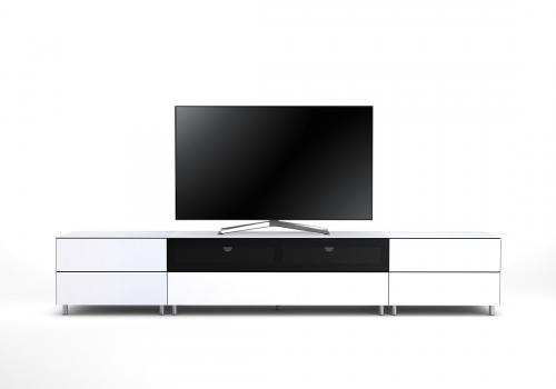 Meuble TV Design 260 cm Epure SALON SOUND K2 Verre Blanc