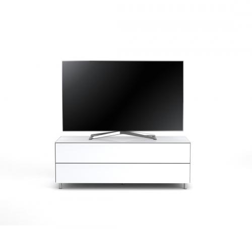 TV Möbel Lowboard 130 cm Epure SINGLE TIDY L Weissglas Satiniertes