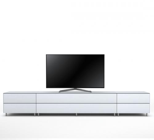 TV Möbel Lowboard 290 cm Epure SALON K2 Weissglas Satiniertes