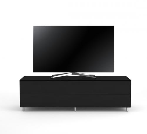 TV Möbel Lowboard 160 cm Epure SINGLE TIDY XL Schwarzglas