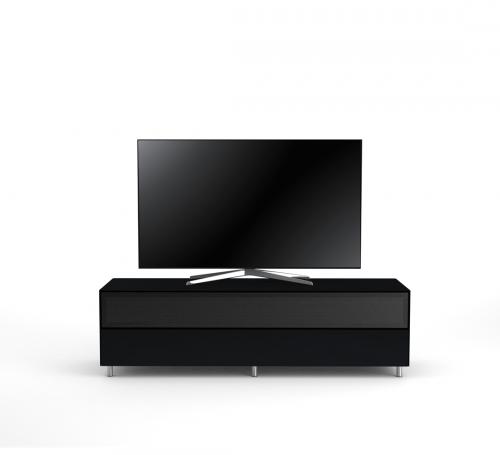 TV Möbel Lowboard 160 cm Epure SINGLE SOUND XL Schwarzglas Satiniertes