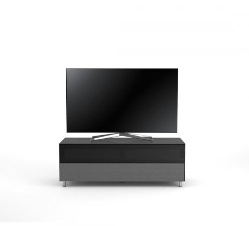 TV Möbel Lowboard 130 cm Epure SINGLE SOUND L Glitzernder Graphitglas