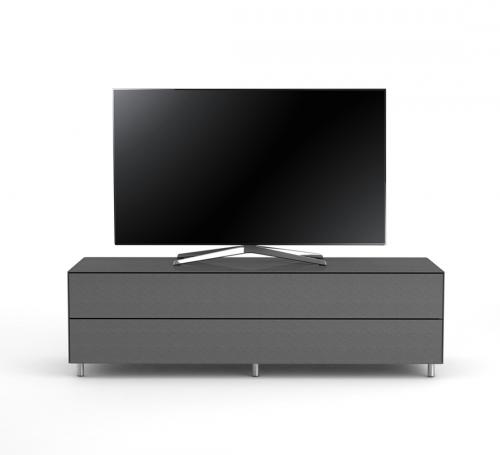 Meuble TV Design 160 cm Epure SINGLE TIDY XL Verre Graphite Scintillant