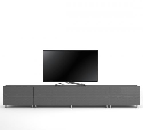 Meuble TV Design 290 cm Epure SALON K2 Verre Graphite Scintillant