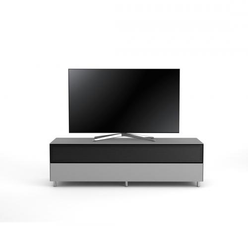 Meuble TV Design 160 cm Epure SINGLE SOUND XL Verre Graphite Mat Satiné