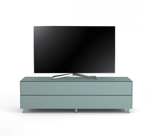 Meuble TV Design 160 cm Epure SINGLE TIDY XL Verre Bleu Nordic Mat Satiné