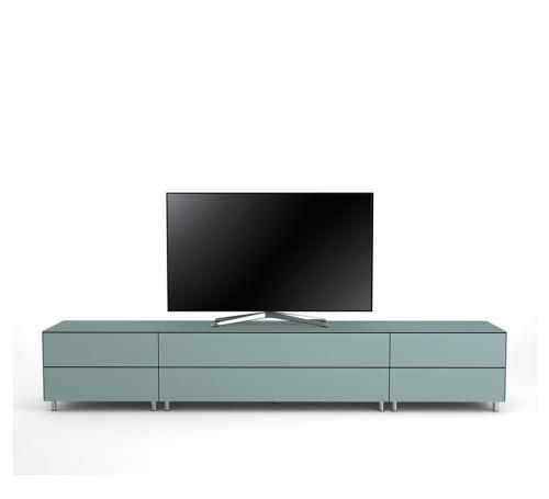 TV Möbel Lowboard 260 cm Epure SALON K1 Nordic Blauglas Satiniertes