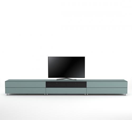TV Möbel Lowboard 390 cm Epure SALON SOUND K4 Nordic Blauglas Satiniertes