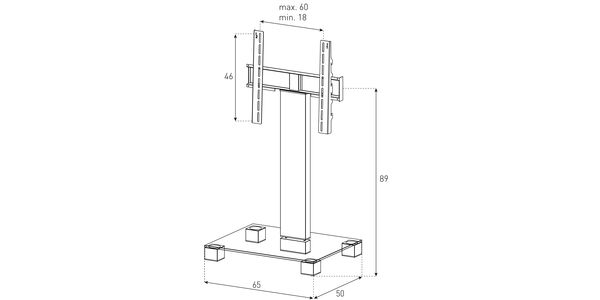 Sonorous TV Möbel Standfuss pl2511-c-inx mit halterung klarglas