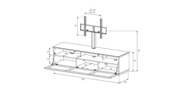 TV Möbel Sonorous lowboard Studio sta260t-wht-blk-bs, Weiss- Schwarz Stoffbezug