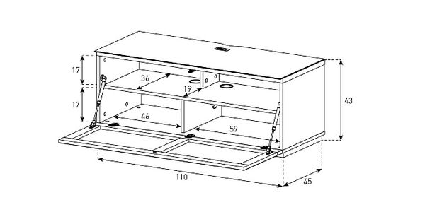 TV Möbel Sonorous lowboard Studio STA110T-WHT-GRY-BS, Weiss / Grau Stoff-Klappe