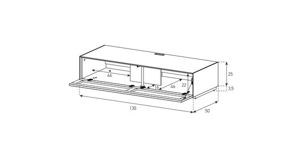 TV Lowboard Sonorous Elements EX15-TS-2, Stoff-front, h=28.5 cm