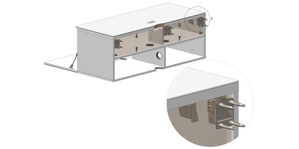 TV wand möbel Sonorous Studio STA160-WL , B=165 cm, Stoffbezug / Ideal für Integration von Center-Lautsprecher