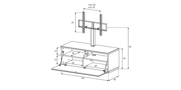 TV Möbel Sonorous lowboard Studio st110f-blk-oak-bs, Eiche, Klappe