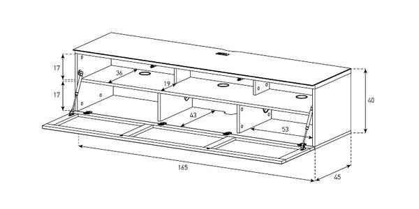 TV Wand möbel Sonorous Studio STA260T-WL , B=165 cm, Stoffbezug / Ideal für Integration von Soundbar