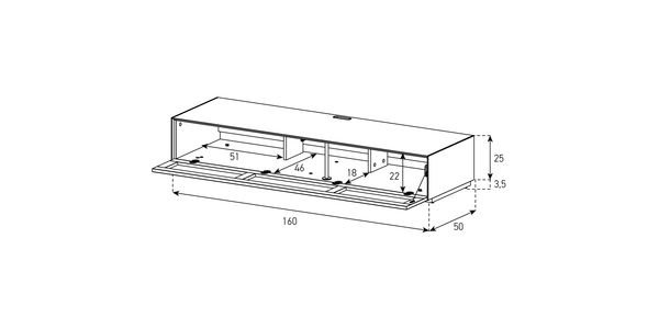 TV Lowboard Sonorous Elements EX35-TS-2, Stoff-front, h=28.5 cm