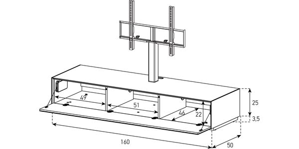 TV Lowboard Sonorous Elements EX36-F-2, Klappe, h=28.5 cm