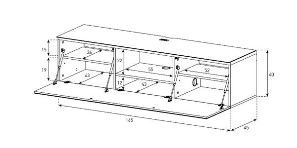 TV wand möbel Sonorous Studio STA160I-WL , B=165 cm , IR-Glasklappe