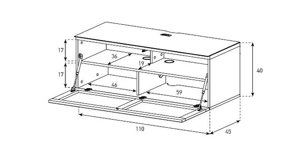 TV wand möbel Sonorous Studio STA110T-WL , B=110 cm, Stoffbezug