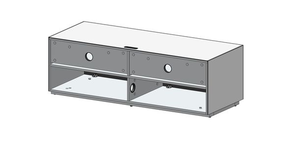 Sonorous Elements Design TV Möbel, EX12-TS-BLK-BLK2, Glas und Stoff-front Akustik