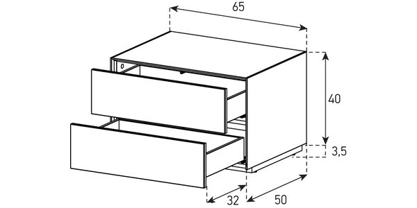 Sonorous Elements Design TV Möbel, EX20-DD-GRP-GRP-2-A Schublade  breite: 65 cm