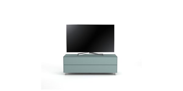 TV Möbel Lowboard 130 cm Epure SINGLE TIDY L Nordic Blauglas Satiniertes