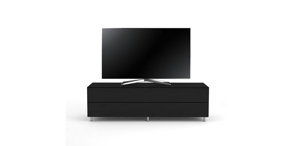 TV Möbel Lowboard 160 cm Epure SINGLE TIDY XL Schwarzglas