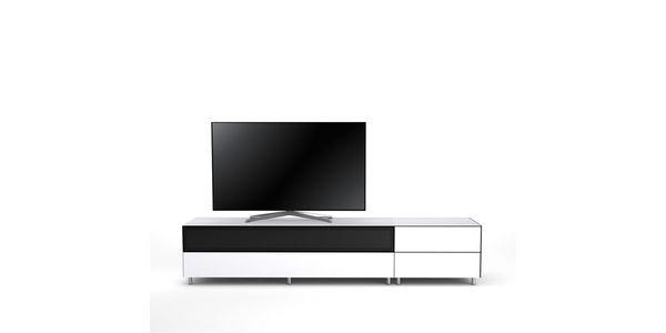 TV Möbel Lowboard 225 cm Epure LOFT SOUND K3 Weissglas Satiniertes