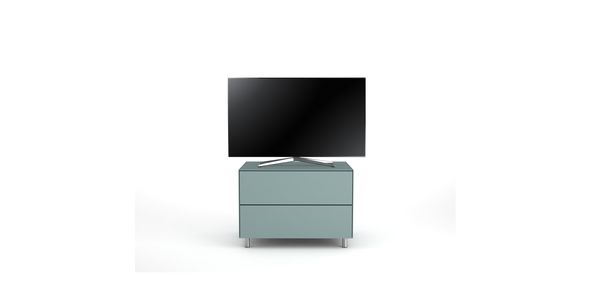 TV Möbel Lowboard 65 cm Epure PRATIK Nordic Blauglas Satiniertes