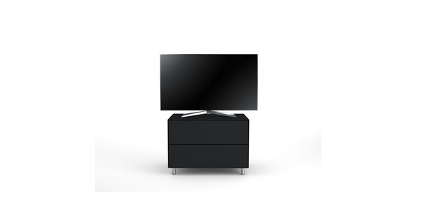 TV Möbel Lowboard 65 cm Epure PRATIK Schwarzglas Satiniertes