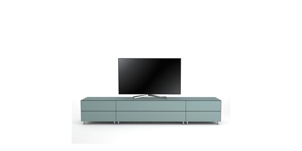 TV Möbel Lowboard 260 cm Epure SALON K1 Nordic Blauglas Satiniertes