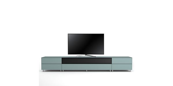 TV Möbel Lowboard 290 cm Epure SALON SOUND K3 Nordic Blauglas Satiniertes