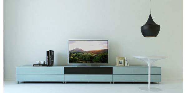 TV Lowboard Epure SALON SOUND K4 Nordic Blauglas Satiniertes