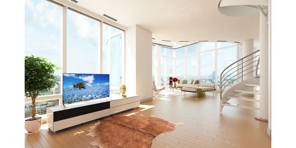 TV Möbel Lowboard 260 cm Epure LOFT SOUND K2 Weissglas Satiniertes