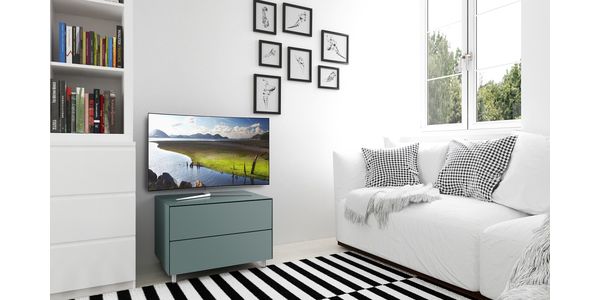 TV Möbel Lowboard 65 cm Epure PRATIK Graphit Glas Satiniertes