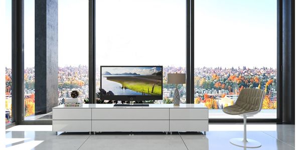 TV Möbel Lowboard 260 cm Epure SALON K1 Graphit Glas Satiniertes