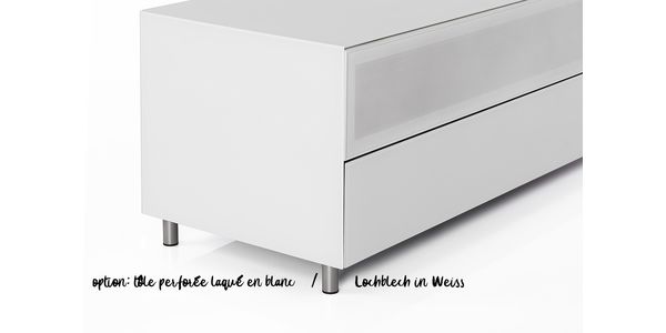 TV Möbel Lowboard 290 cm Epure SALON SOUND K3 Weissglas Satiniertes