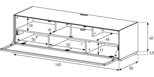 Sonorous Elements Design TV Möbel, EX30-PS-2 mit Akustik Perforierte Klappe