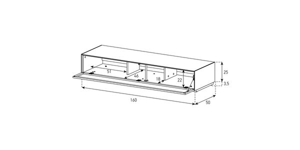 TV Lowboard Sonorous Elements EX37-PS-2, Akustik Perforierte Klappe, h=28.5 cm