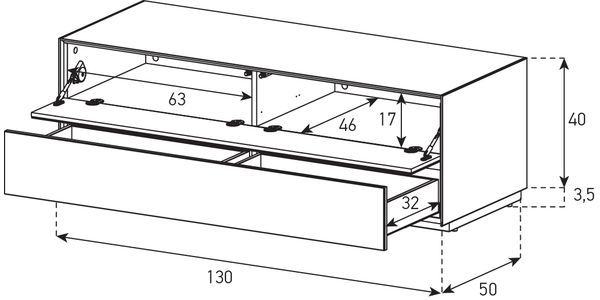 Sonorous Elements Design TV Möbel, EX12-FD-2 Klappe / Schublade  breite: 130 cm