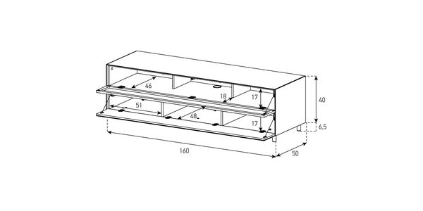 TV Möbel Lowboard 160 cm Epure SINGLE SOUND XL Schwarzglas Satiniertes