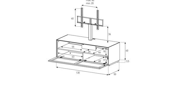 Sonorous TV Möbel Lowboard Elements EX261-OAK/GRP-F/TS/DD-2