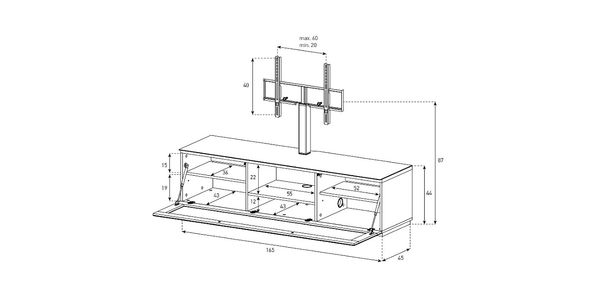 TV Möbel Sonorous lowboard Studio st160f-wht-wht-bs, Weissglass