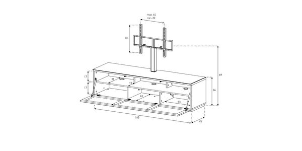 TV Möbel Sonorous lowboard Studio STA260t-blk-blk-bs, Schwarz-Schwarz Stoffbezug / Ideal für Integration von Soundbar