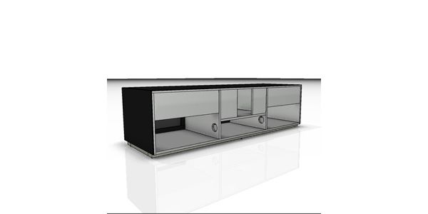 TV Möbel Sonorous EX30-TC-BLK-BLK-2-A Schwarzglas/ Stofffront